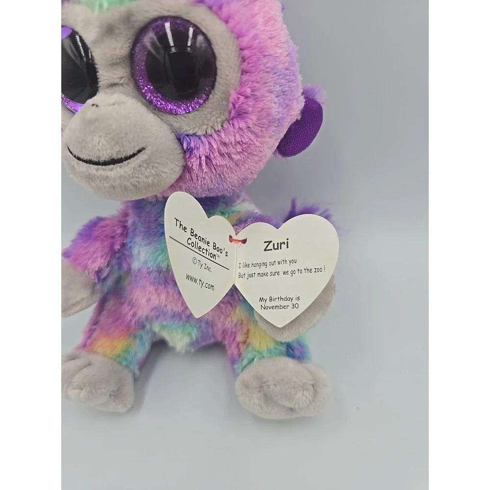 Ty Beanie Boos Multicolored Monkey Zuri Plush 6 Inch‎ NWT